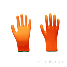 PU Series Orange Polyester Cloy Palm Pair Gloves